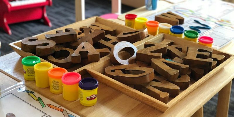 brown letters on table